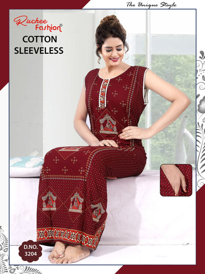 Dcm Sleeveless 1705 Ruchee Fashion Cotton Night Gowns Supplier