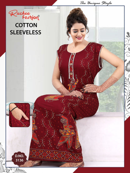 Dcm Sleeveless 1705 Ruchee Fashion Cotton Night Gowns Supplier