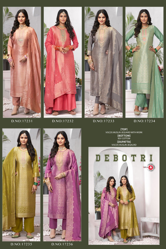 Debotri Triple Aaa Viscose Muslin Pant Style Suits Manufacturer