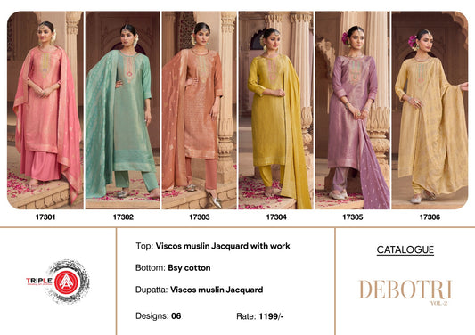 Debotri Vol 2 Triple Aaa Viscose Muslin Pant Style Suits Exporter India