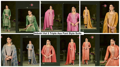 Debotri Vol 3 Triple Aaa Muslin Jacquard Pant Style Suits Exporter India