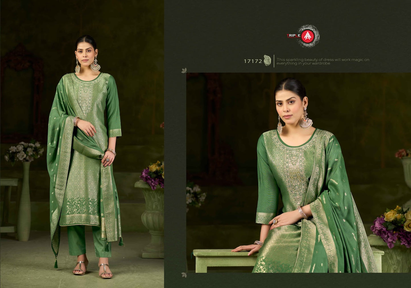 Debotri Vol 3 Triple Aaa Muslin Jacquard Pant Style Suits Exporter India
