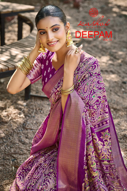 Deepam Vol 10 Kashvi Creation Dola Silk Sarees Wholesale Price