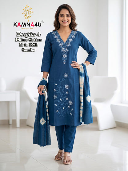 Deepika Kamna4U Dhabu Readymade Cotton Pant Suits Supplier India