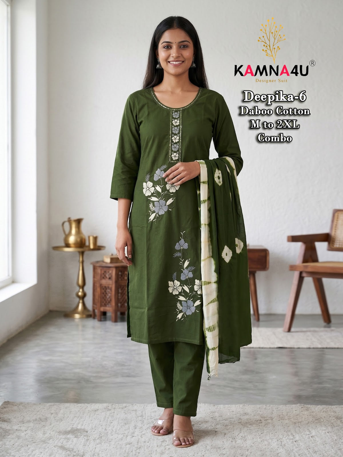 Deepika Kamna4U Dhabu Readymade Cotton Pant Suits Supplier India