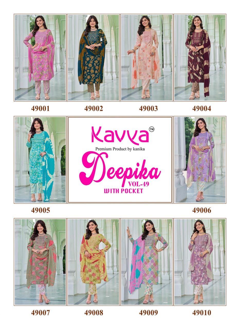 Deepika Vol 49 Kavya Capsule Readymade Pant Style Suits Wholesaler