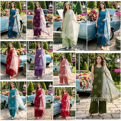 Deepkala Anjish Vetican Silk Readymade Plazzo Style Suits Wholesaler