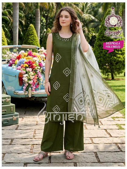 Deepkala Anjish Vetican Silk Readymade Plazzo Style Suits Wholesaler
