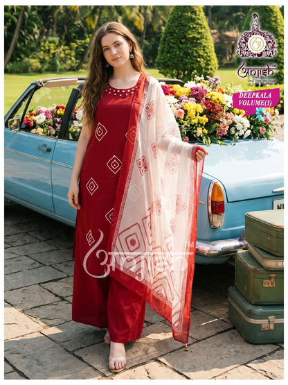 Deepkala Anjish Vetican Silk Readymade Plazzo Style Suits Wholesaler