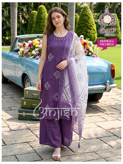 Deepkala Anjish Vetican Silk Readymade Plazzo Style Suits Wholesaler