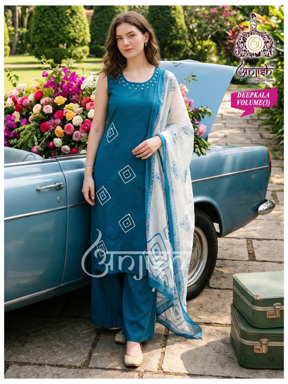 Deepkala Anjish Vetican Silk Readymade Plazzo Style Suits Wholesaler