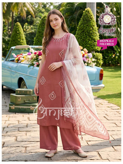 Deepkala Anjish Vetican Silk Readymade Plazzo Style Suits Wholesaler