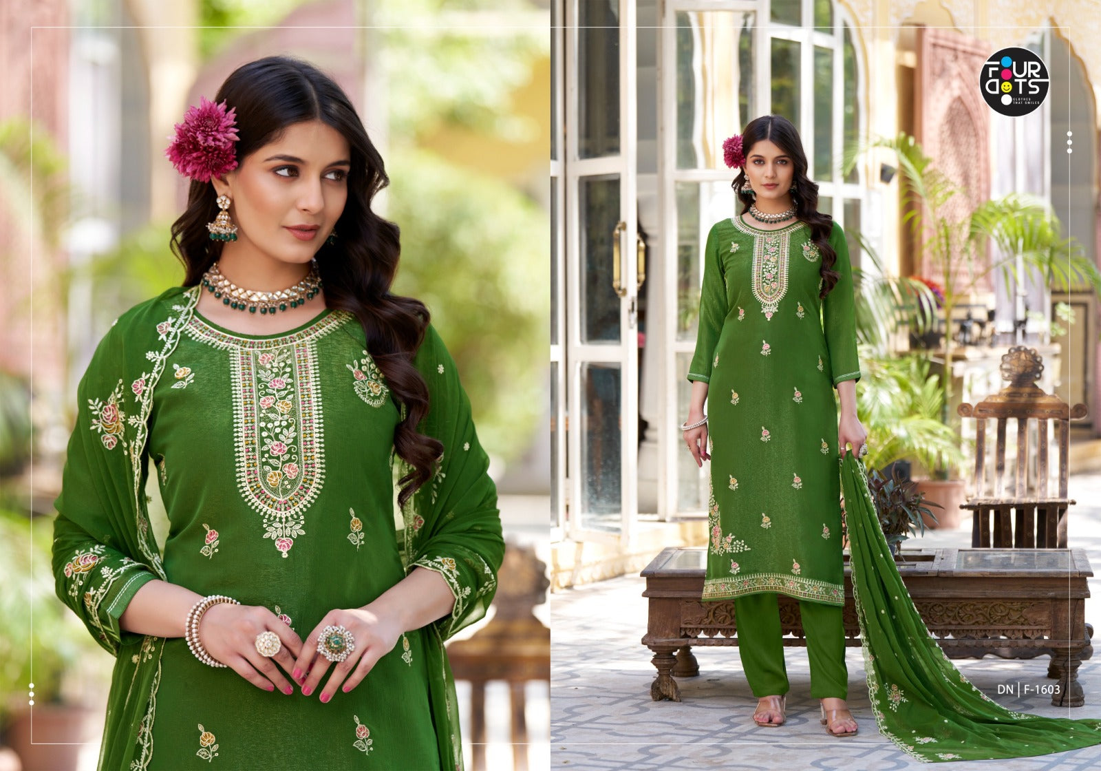 Deeva Four Dots Crush Plazzo Style Suits Supplier