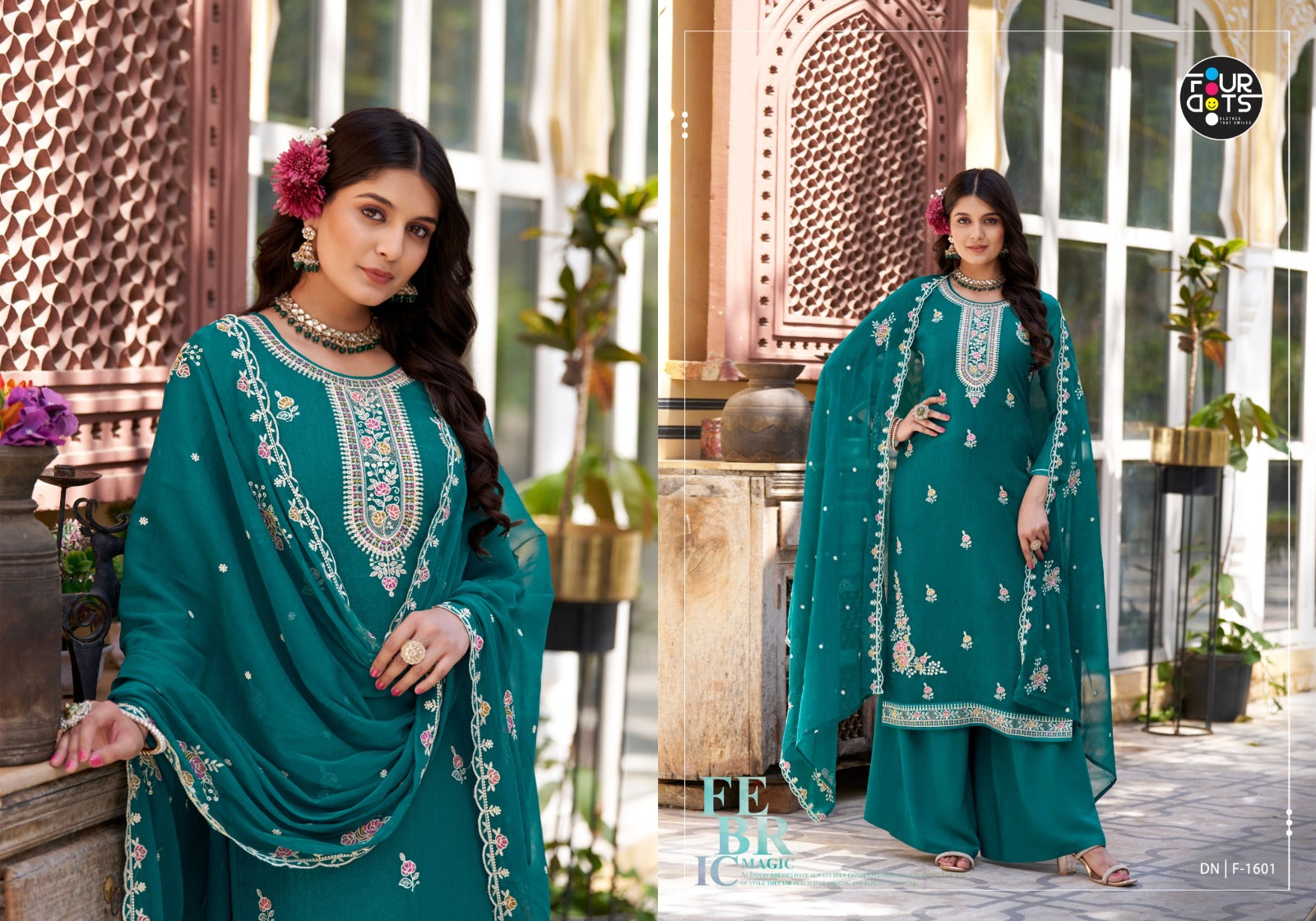 Deeva Four Dots Crush Plazzo Style Suits Supplier
