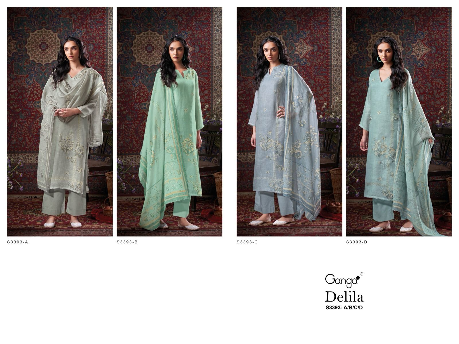 Delila 3393 Ganga Pure Linen Plazzo Style Suits Wholesale Price