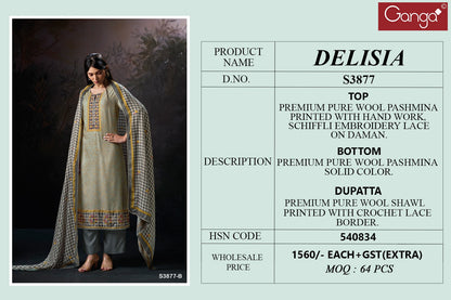 Delisia 3877 Ganga Pashmina Suits Wholesaler Gujarat
