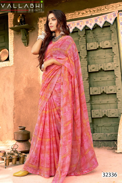 Deliza Vallabhi Prints Georgette Sarees Wholesale Rate