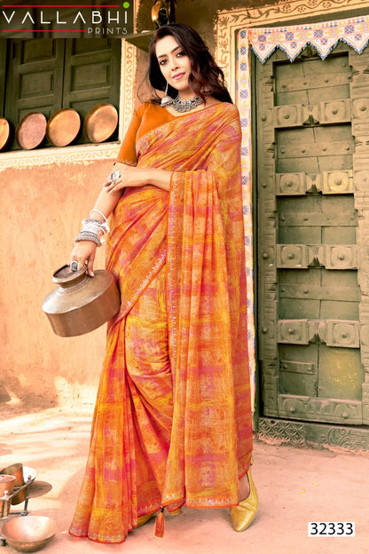 Deliza Vallabhi Prints Georgette Sarees Wholesale Rate