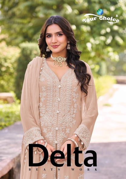 Delta Your Choice Chinnon Pakistani Readymade Suits Wholesale Price