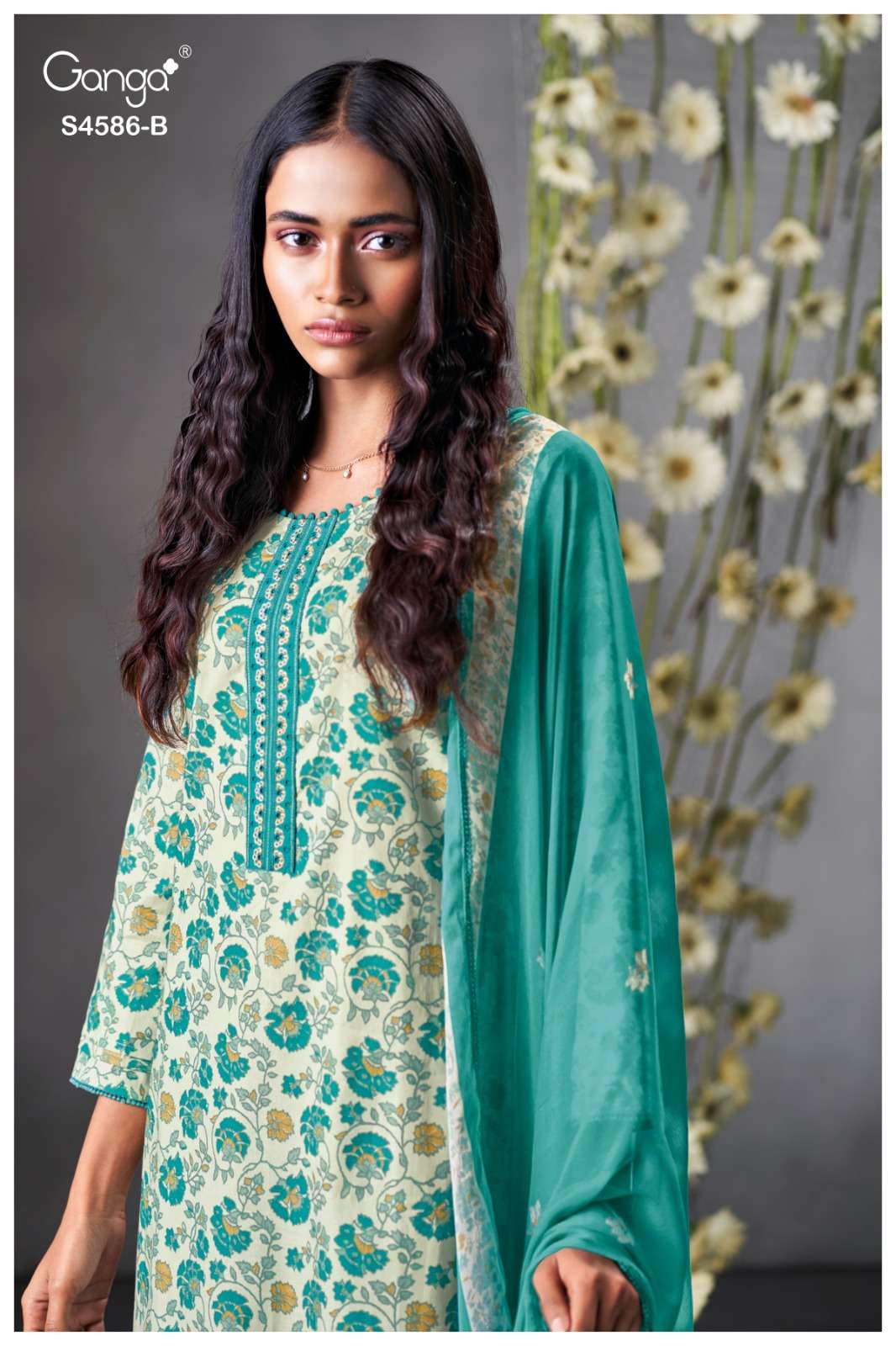 Delyra S4586 Ganga Cotton Plazzo Style Suits Exporter Ahmedabad