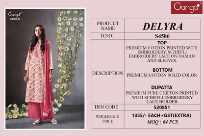 Delyra S4586 Ganga Cotton Plazzo Style Suits Exporter Ahmedabad