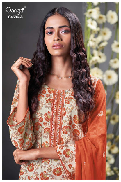 Delyra S4586 Ganga Cotton Plazzo Style Suits Exporter Ahmedabad