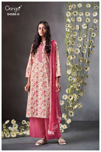 Delyra S4586 Ganga Cotton Plazzo Style Suits Exporter Ahmedabad