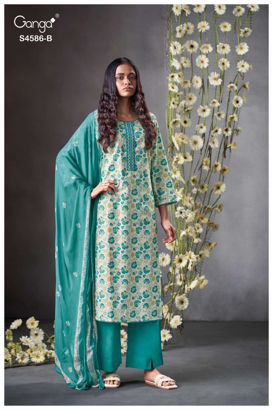 Delyra S4586 Ganga Cotton Plazzo Style Suits Exporter Ahmedabad