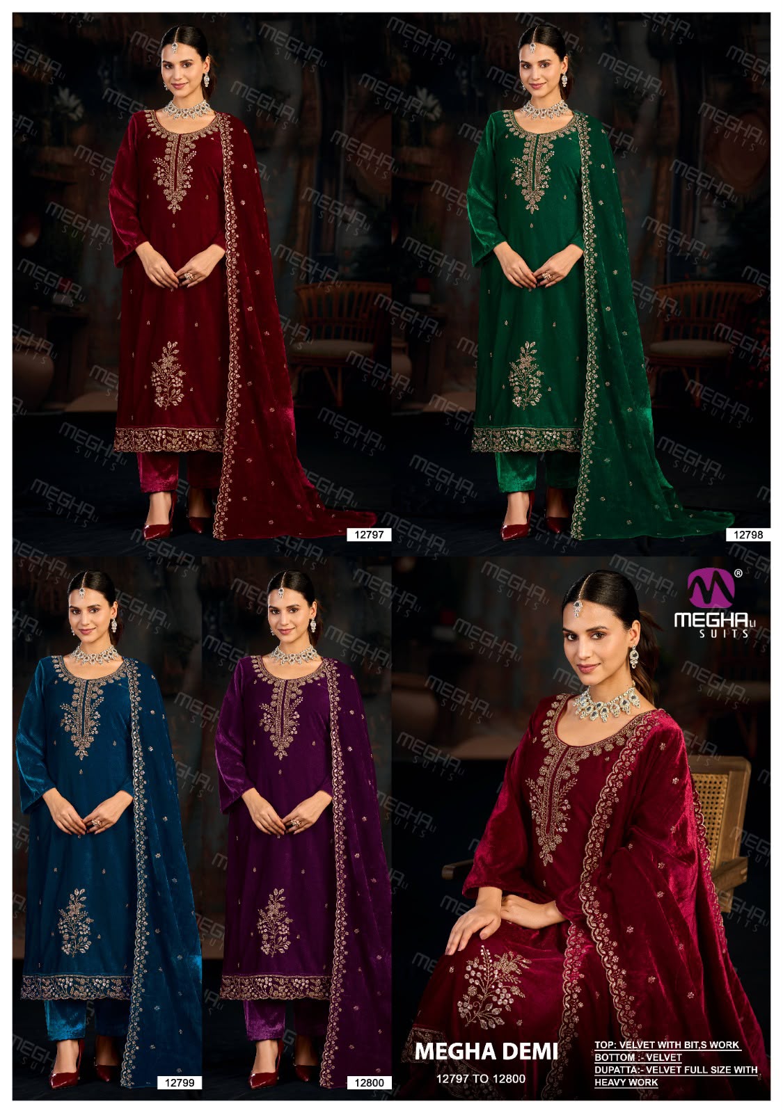 Demi Megha Velvet Suits Supplier Ahmedabad