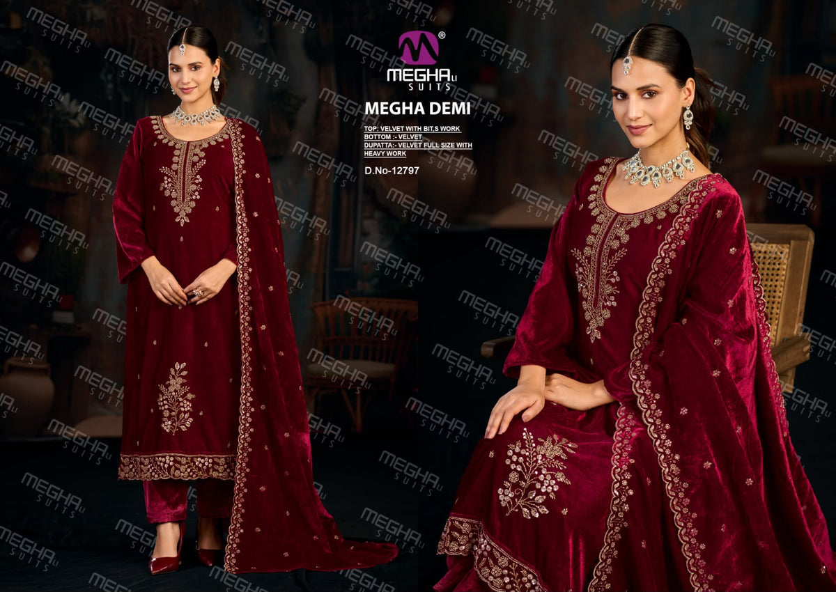 Demi Megha Velvet Suits Supplier Ahmedabad