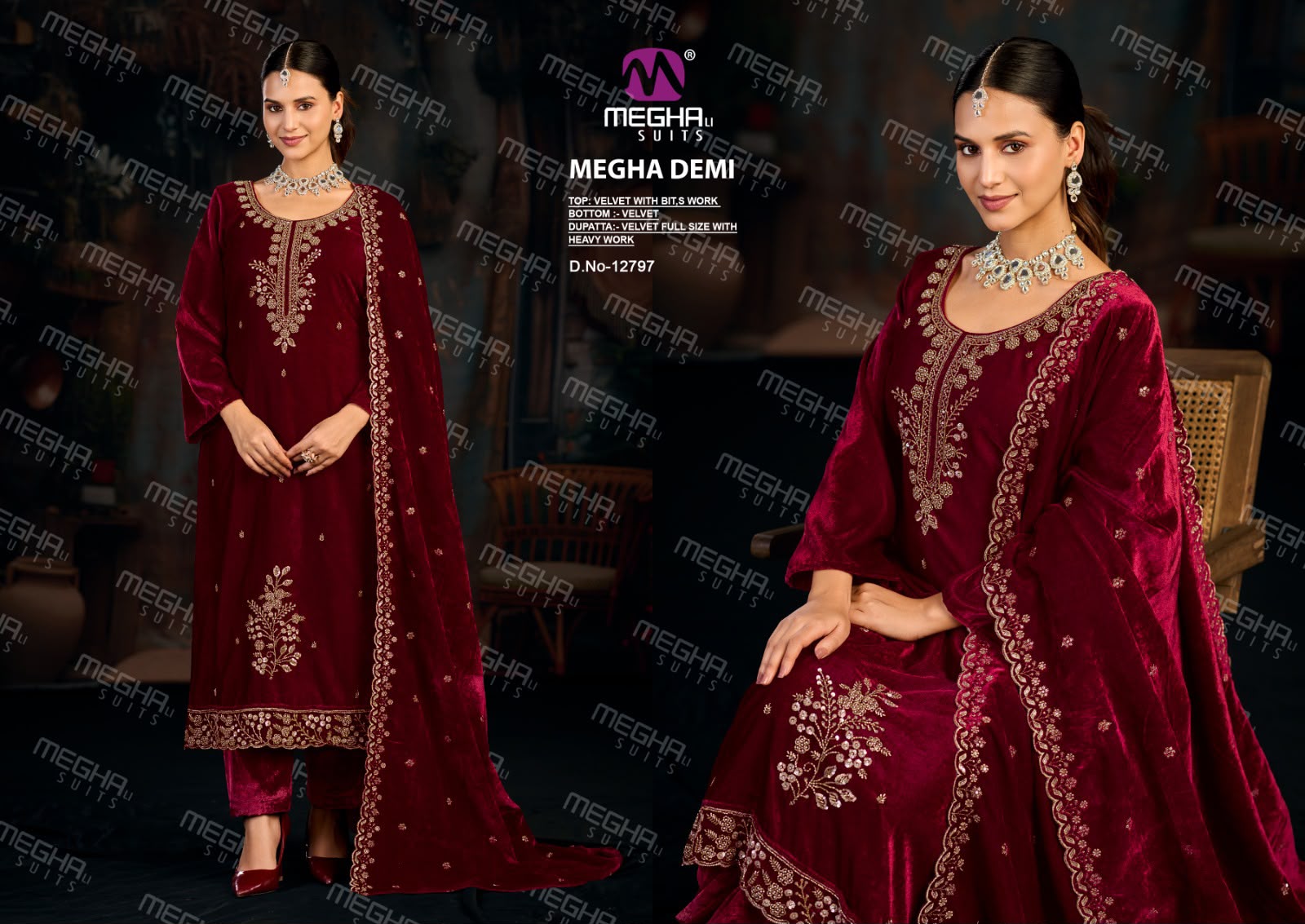 Demi Megha Velvet Suits Supplier Ahmedabad