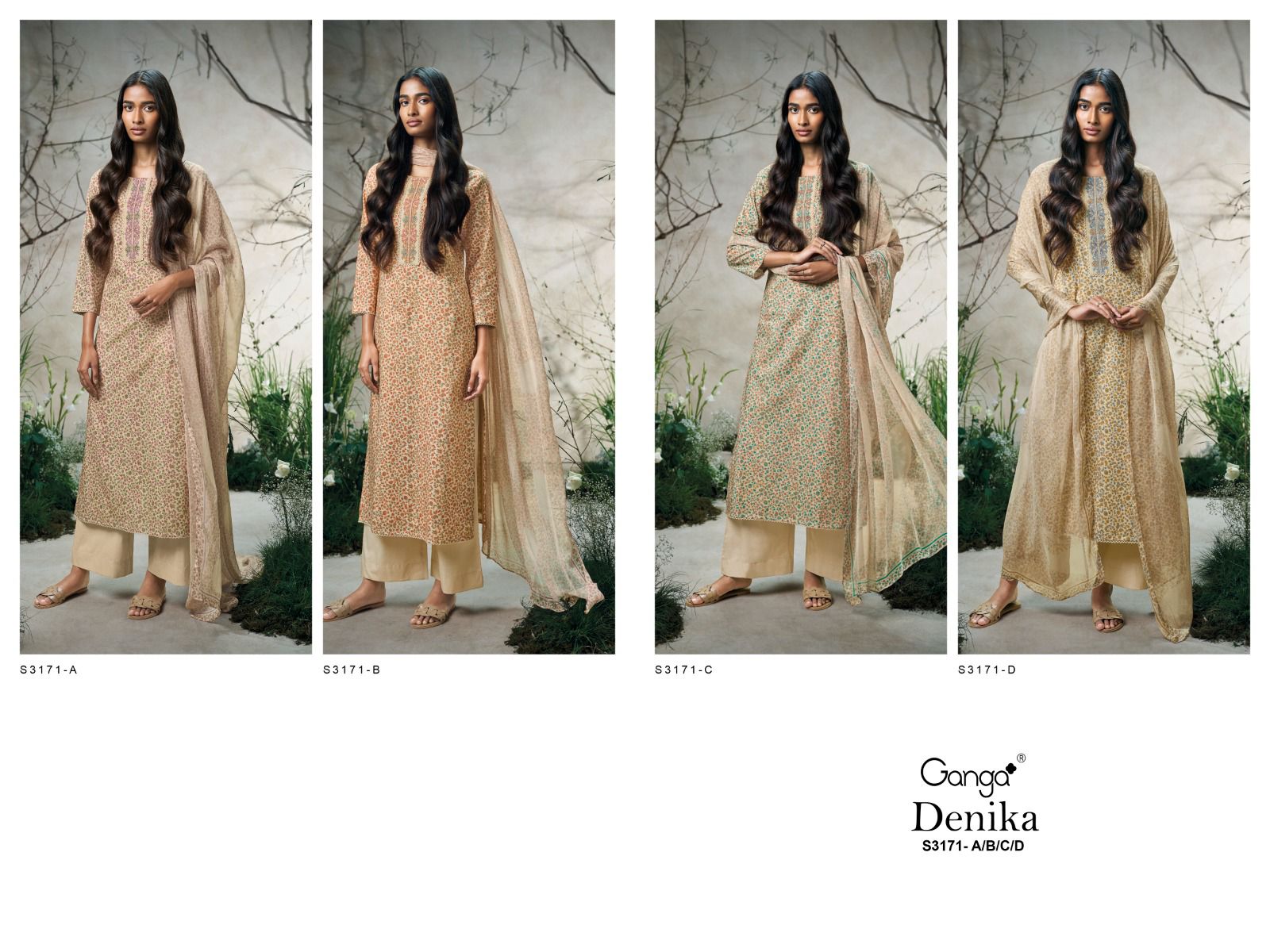 Denika S3171 Ganga Cotton Plazzo Style Suits Wholesaler