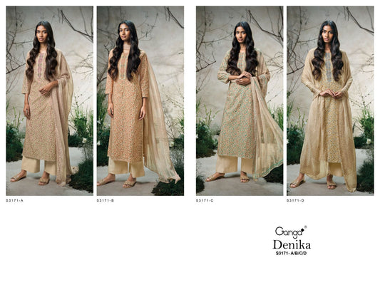 Denika S3171 Ganga Cotton Plazzo Style Suits Wholesaler