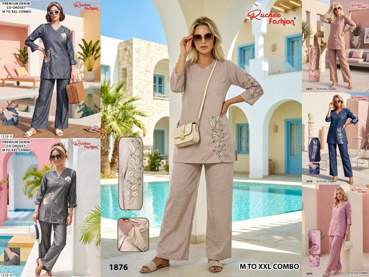 Denim 1876-1879 Ruchee Fashion Premium Co Ord Set Wholesale Price