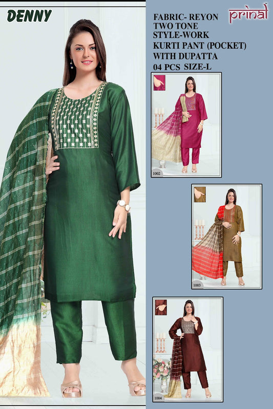 Denny Prinal Two Tone Readymade Pant Style Suits Wholesale Rate