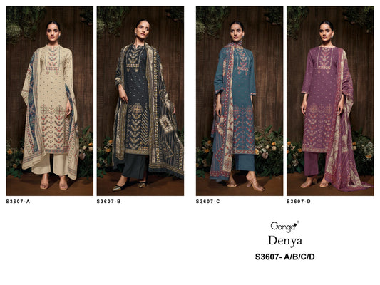 Denya 3607 Ganga Premium Cotton Plazzo Style Suits Wholesale Price