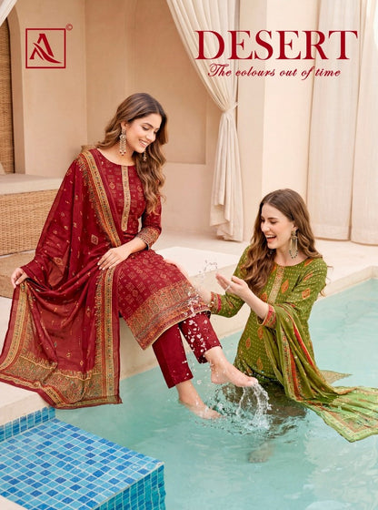 Desert Alok Viscose Reyon Karachi Salwar Suits Exporter India