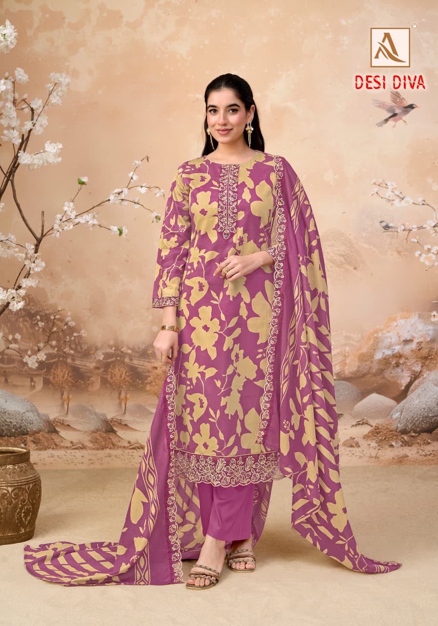 Desi Diva Alok Zam Cotton Karachi Salwar Suits Wholesaler Gujarat