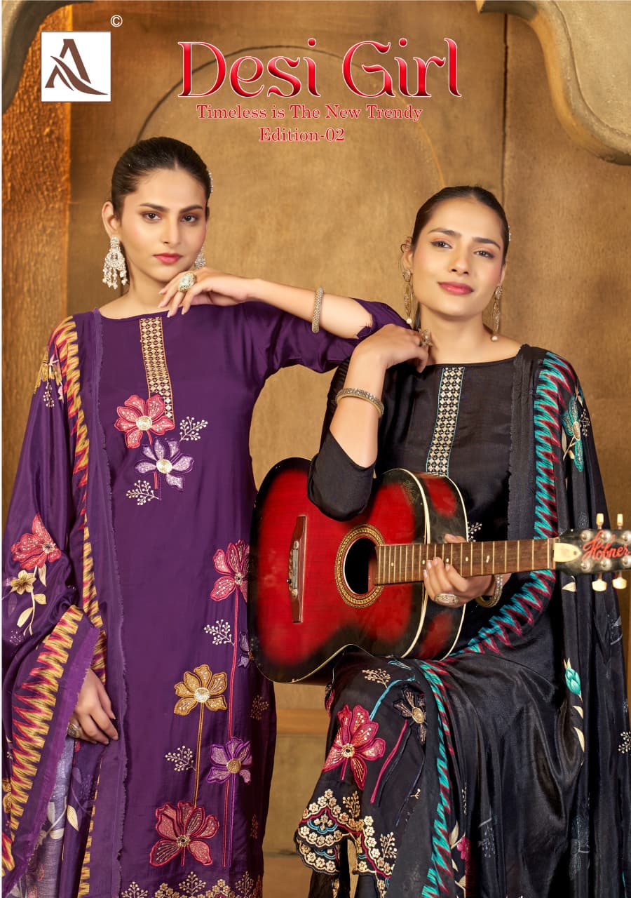 Desi Girl Edition 2 Alok Viscose Muslin Karachi Salwar Suits Wholesaler Ahmedabad
