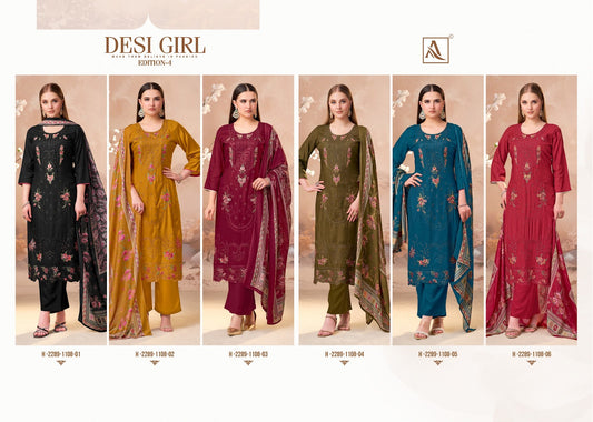 Desi Girl Edition 4 Alok Viscose Muslin Karachi Salwar Suits Supplier