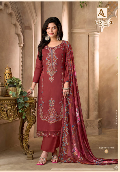 Desi Girl Edition 5 Alok Viscose Maslin Karachi Salwar Suits Exporter