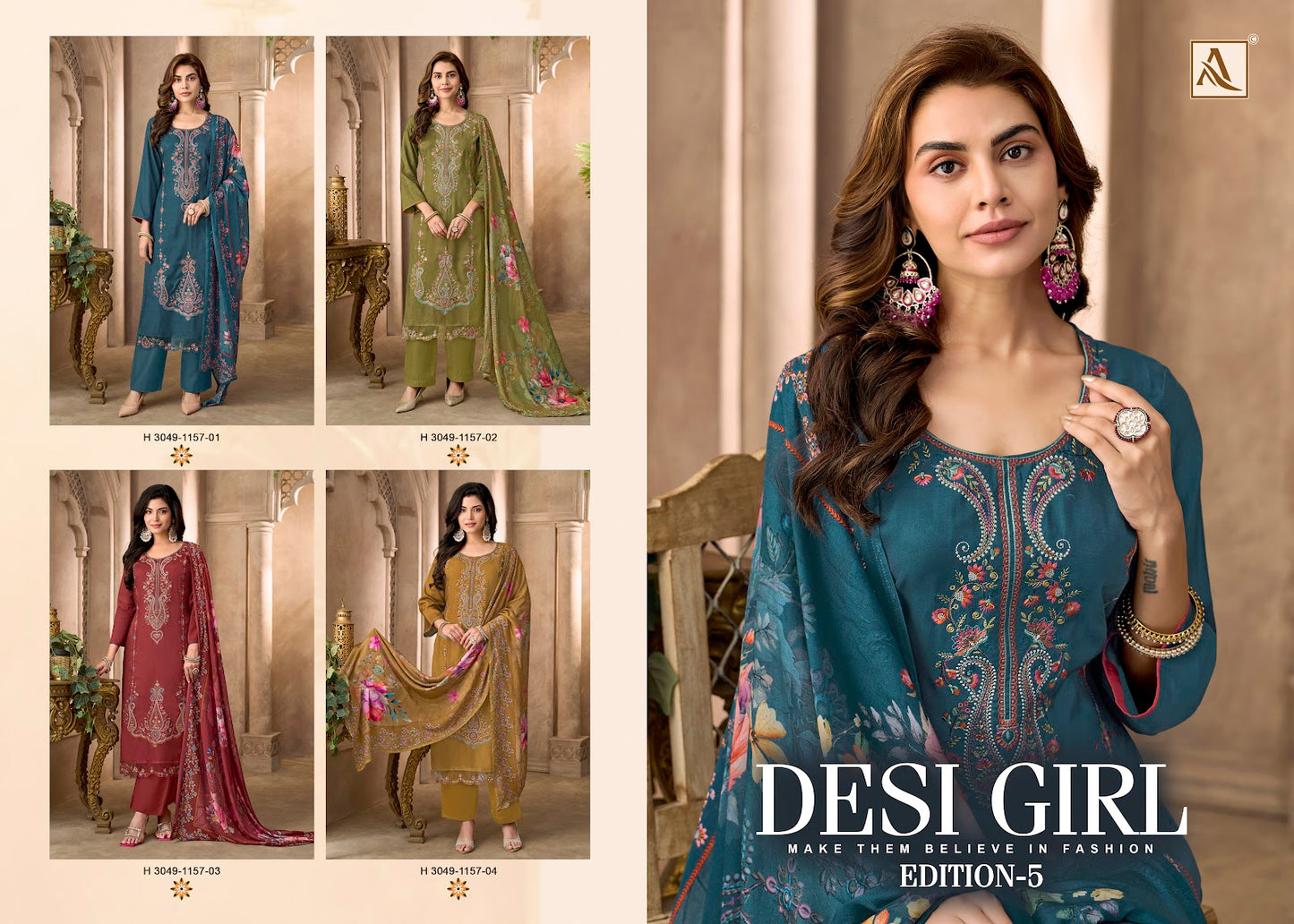 Desi Girl Edition 5 Alok Viscose Maslin Karachi Salwar Suits Exporter