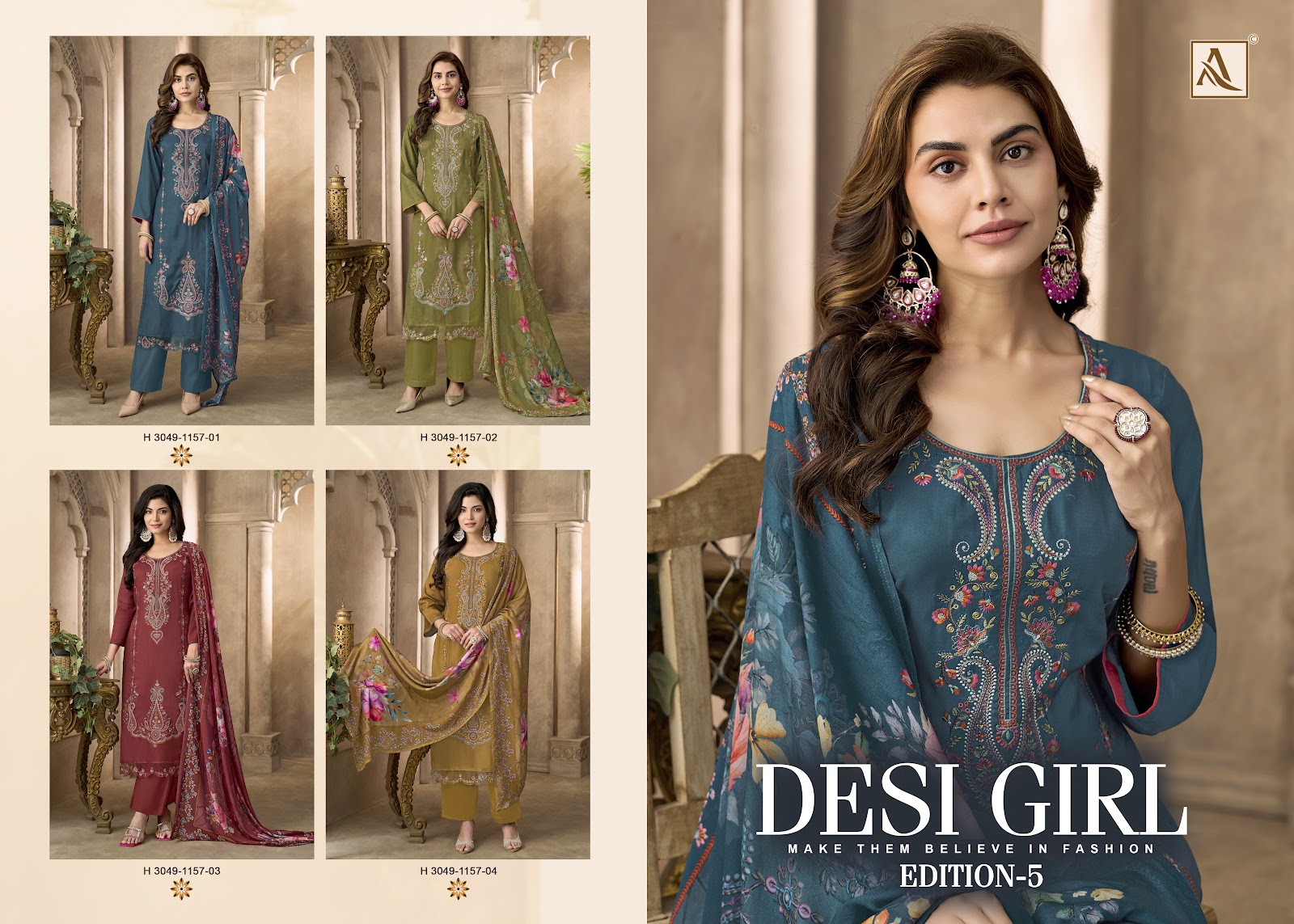 Desi Girl Edition 5 Alok Viscose Maslin Karachi Salwar Suits Exporter