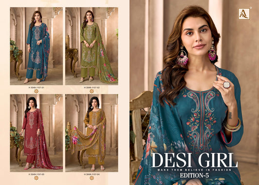 Desi Girl Edition 5 Alok Viscose Maslin Karachi Salwar Suits Exporter
