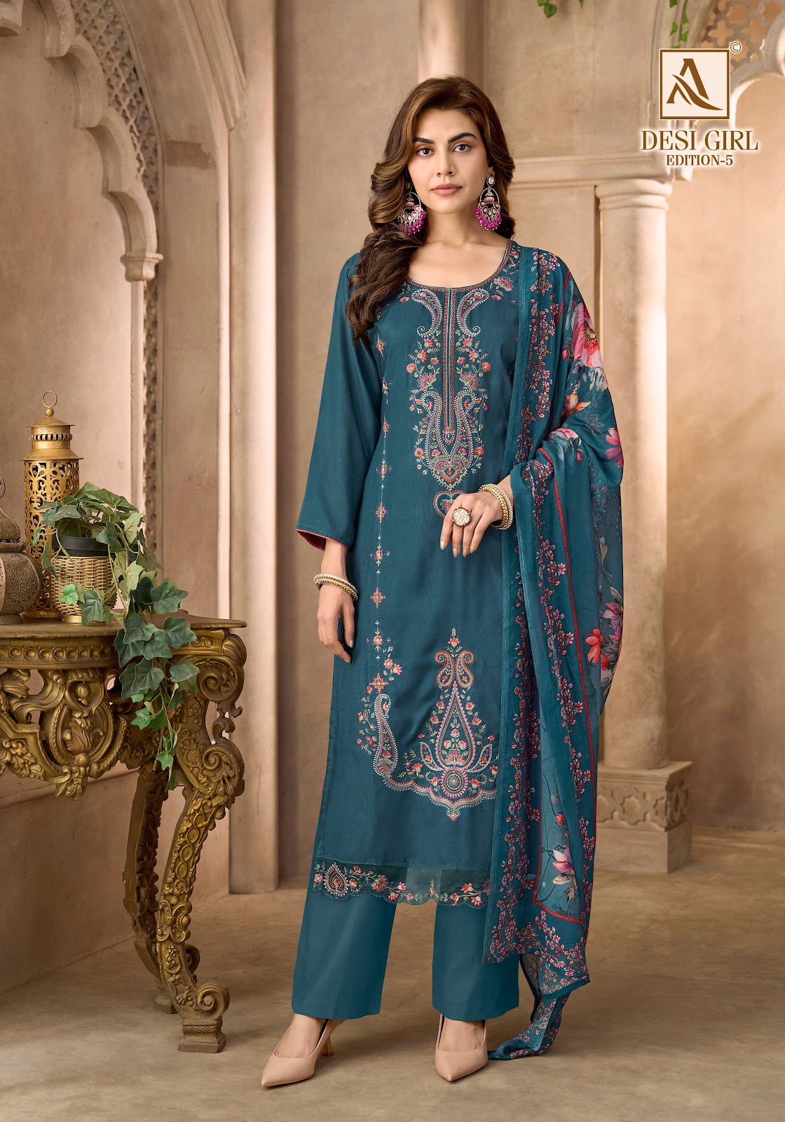 Desi Girl Edition 5 Alok Viscose Maslin Karachi Salwar Suits Exporter