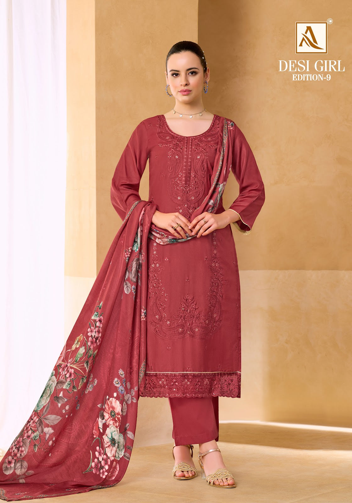 Desi Girl Edition 9 Alok Viscose Maslin Karachi Salwar Suits Wholesale