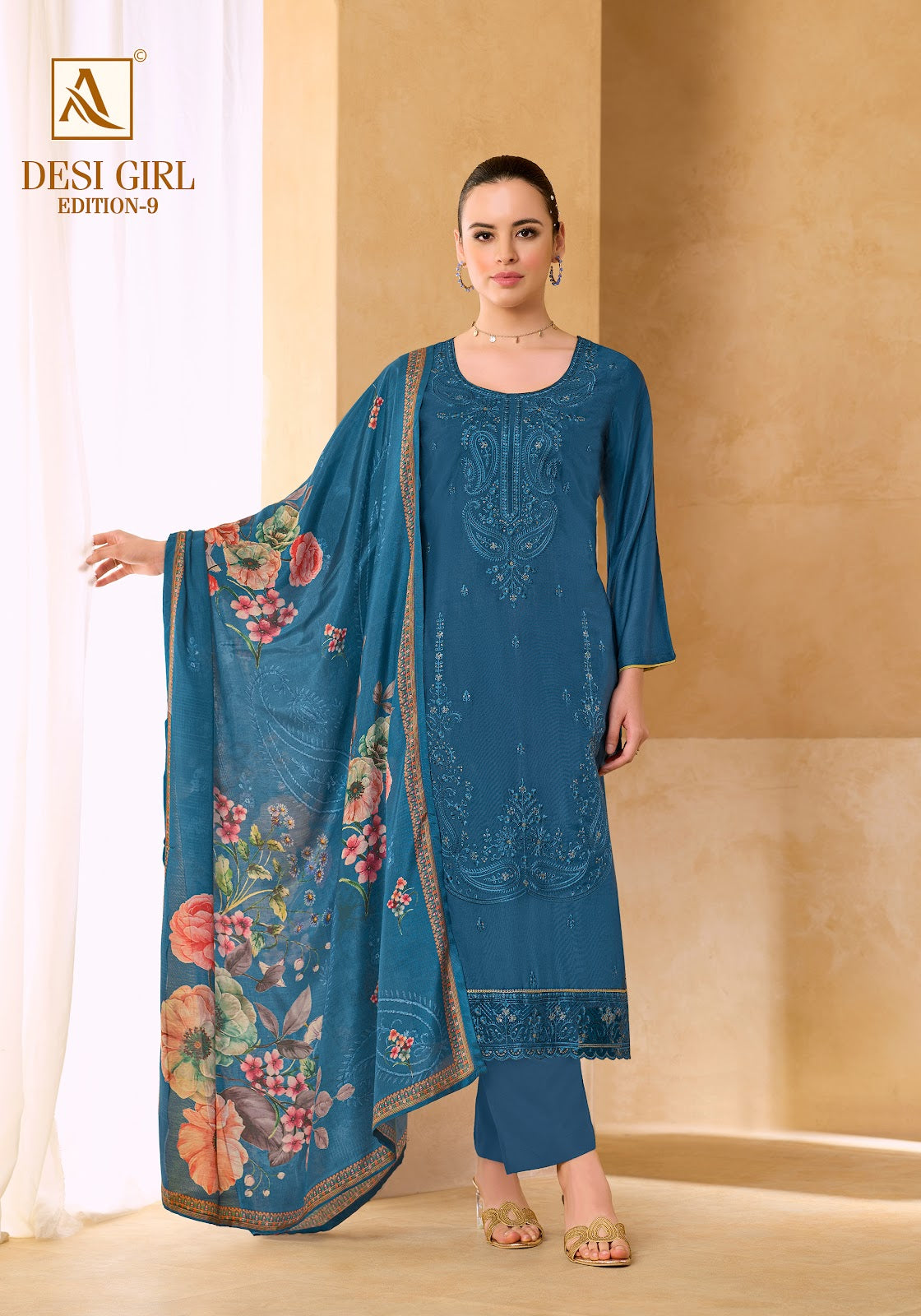 Desi Girl Edition 9 Alok Viscose Maslin Karachi Salwar Suits Wholesale
