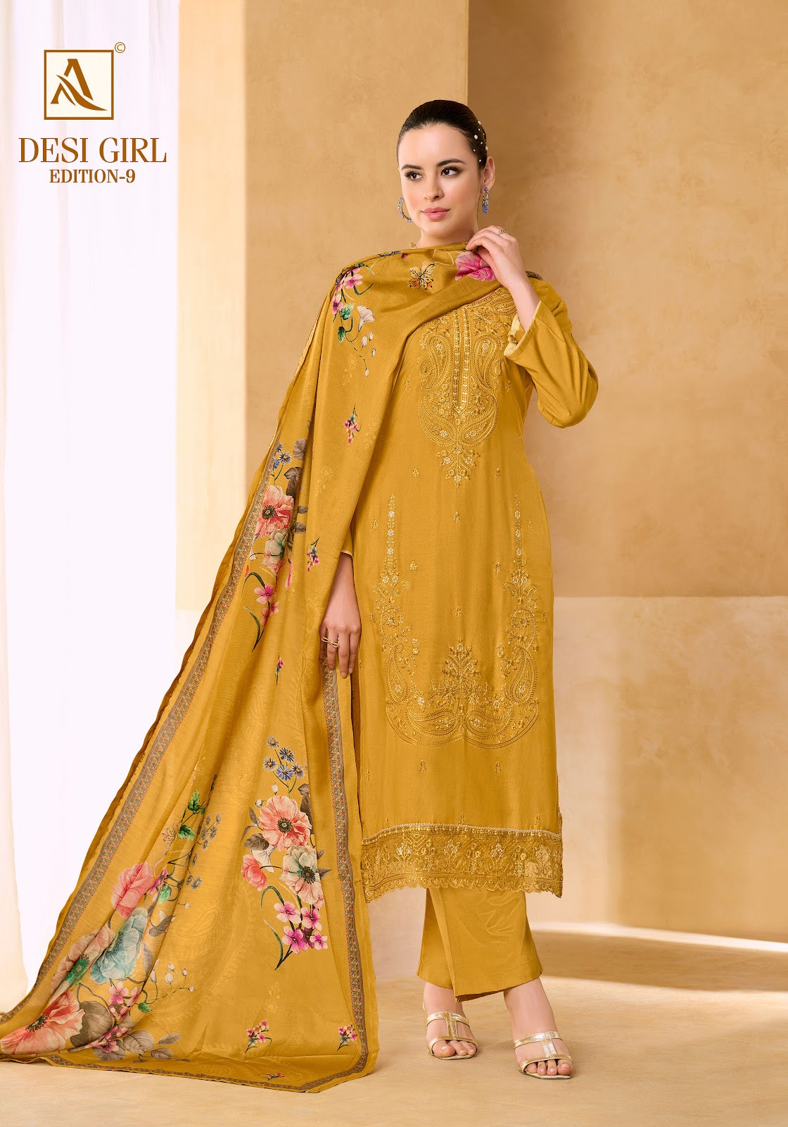 Desi Girl Edition 9 Alok Viscose Maslin Karachi Salwar Suits Wholesale