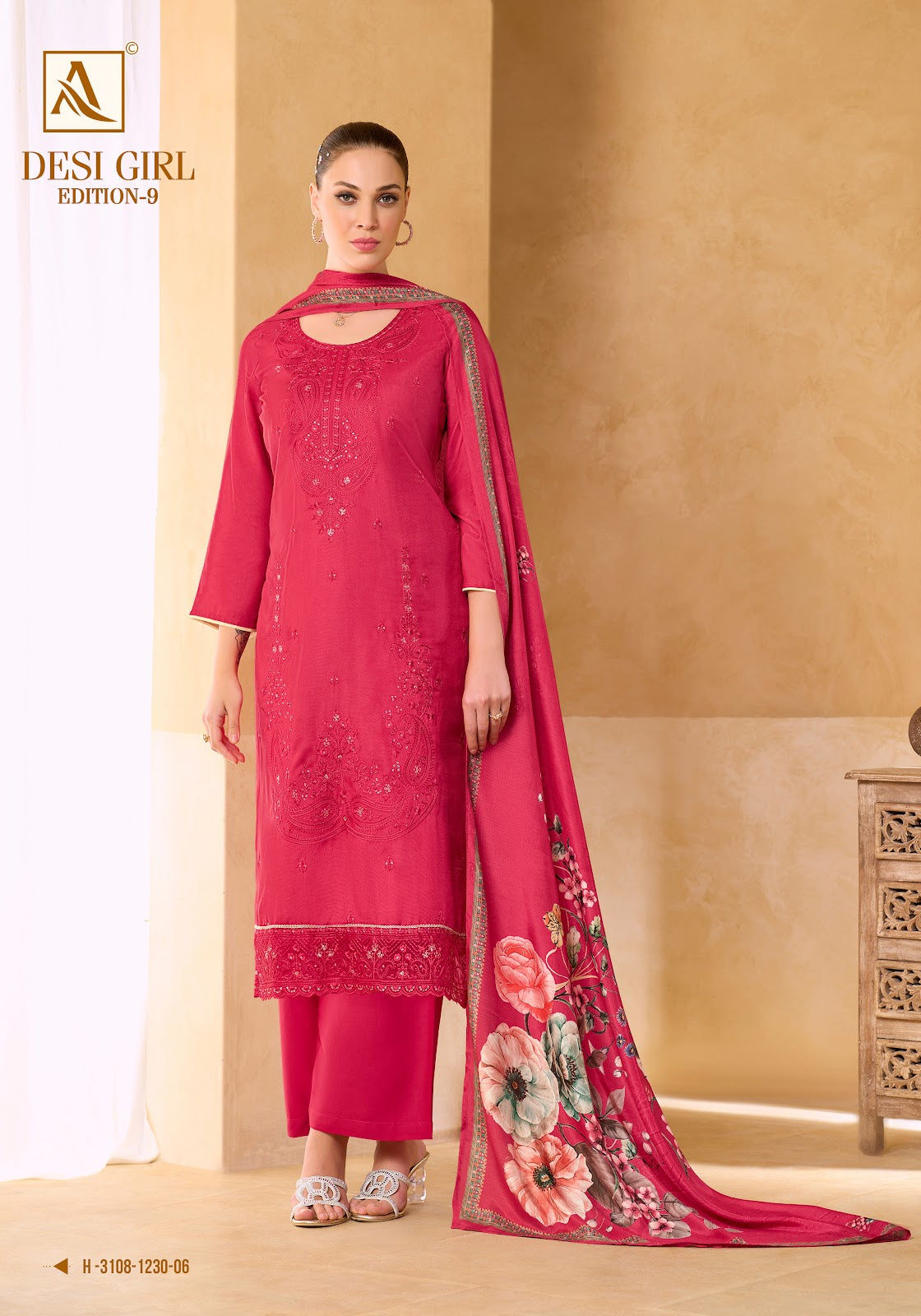 Desi Girl Edition 9 Alok Viscose Maslin Karachi Salwar Suits Wholesale
