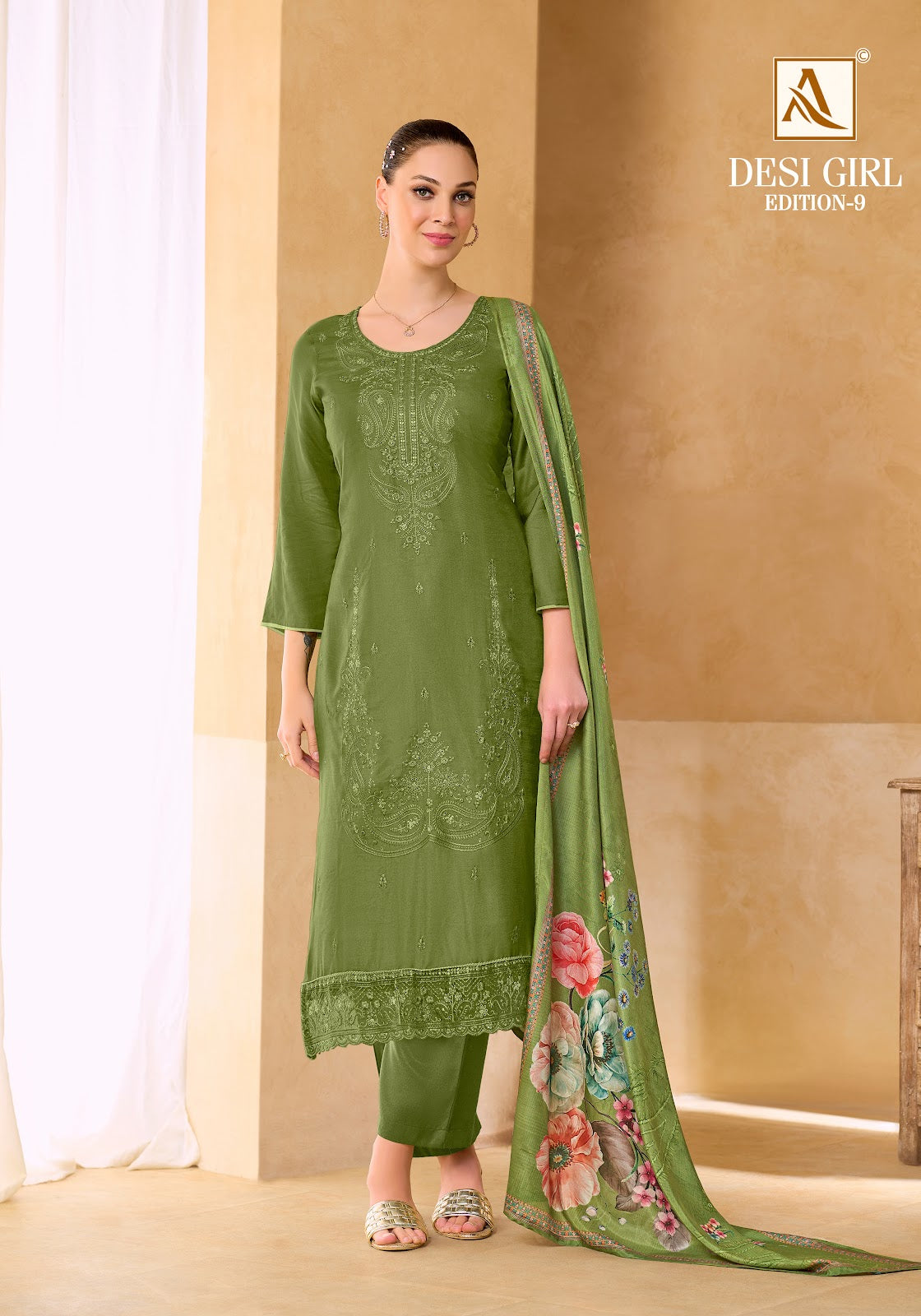 Desi Girl Edition 9 Alok Viscose Maslin Karachi Salwar Suits Wholesale